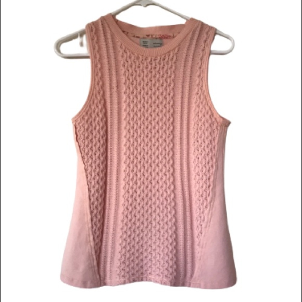 Anthropologie Pink Knit Lace Blouse Size XS